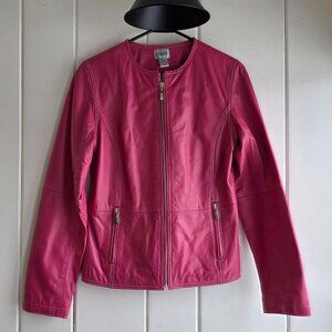 Chico's Women's Pink Leather Jacket Size 0